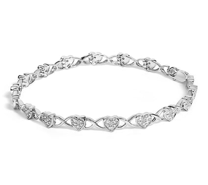 Haus of Brilliance Diamond Heart Link Bracelet,Sterling