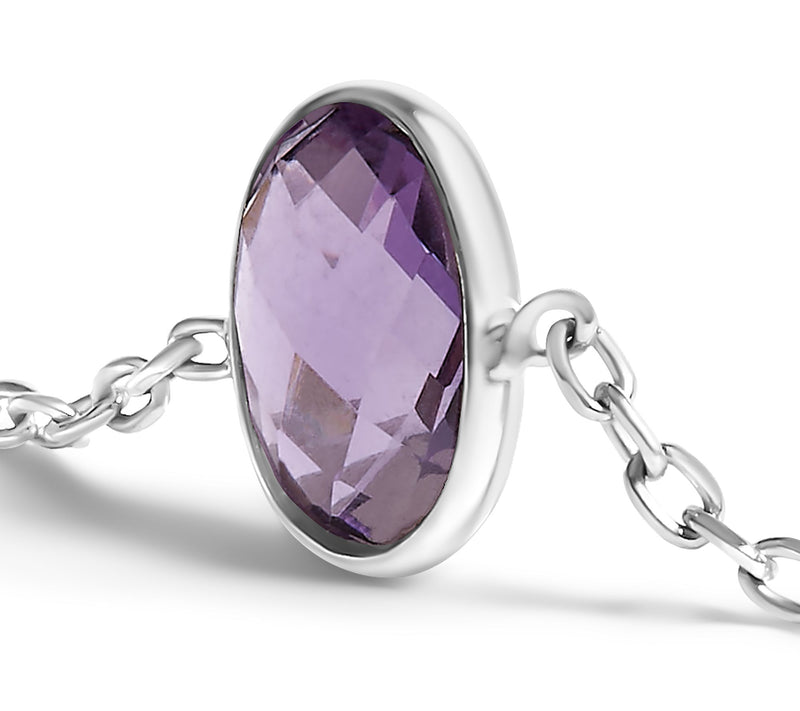 Haus of Brilliance Amethyst Station Bolo Bracelet, Sterling — View 3