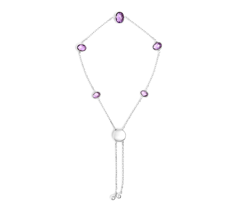 Haus of Brilliance Amethyst Station Bolo Bracelet, Sterling — Main view