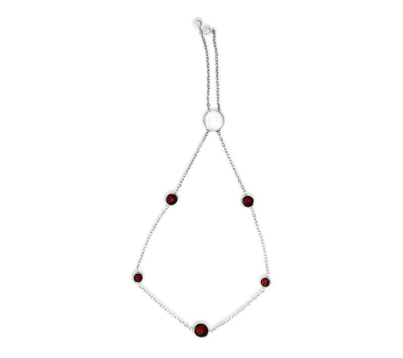 Haus of Brilliance Garnet Station Bolo Bracelet, Sterling — Main view