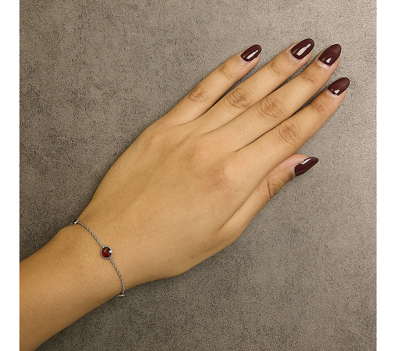 Haus of Brilliance Garnet Station Bolo Bracelet, Sterling — View 4