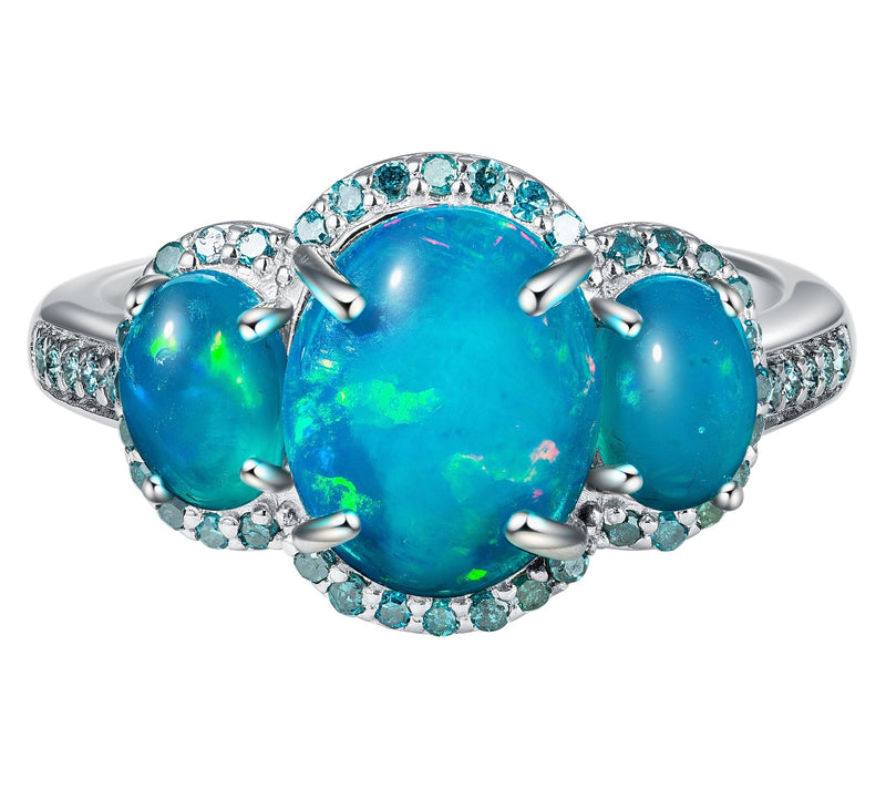 Accent by Affinity Diamond & Ethiopian Opal Ring, Sterling — View 9