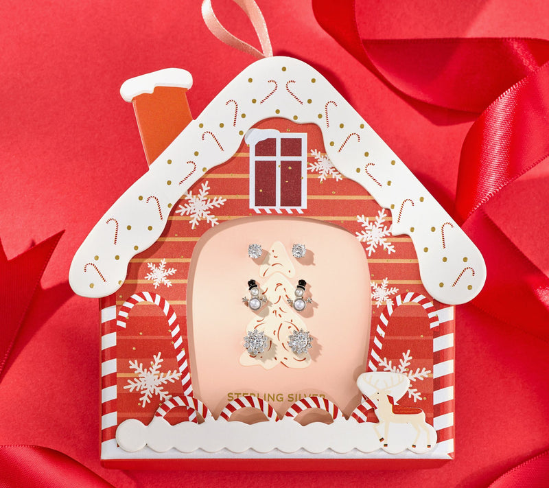 Diamonique x Erin Moseley Set of 3 Holiday Stud Earrings, Sterl — View 3