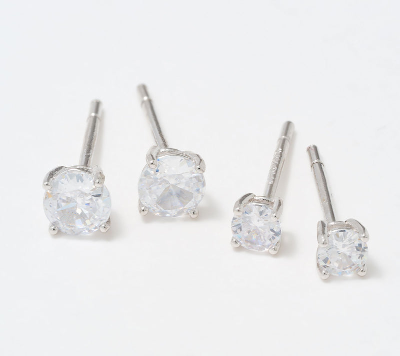 Diamonique Sterling Silver 4-Piece Holiday Gift Set with Jewelry Box — View 2