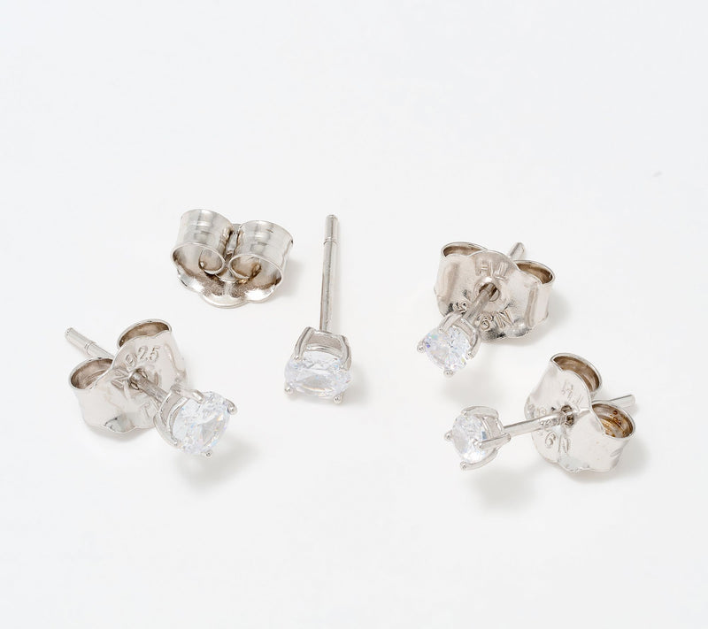 Diamonique Sterling Silver 4-Piece Holiday Gift Set with Jewelry Box — View 3