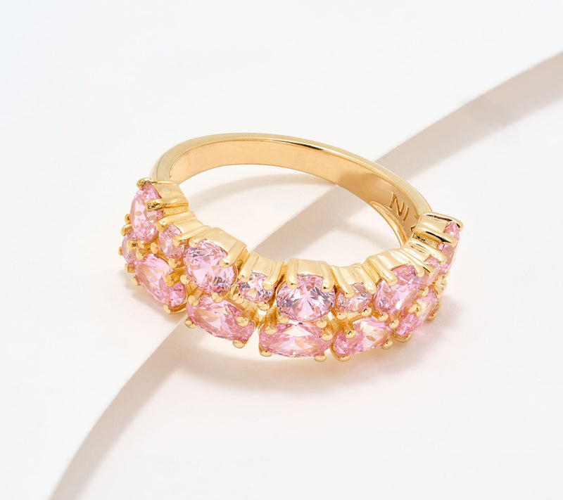 Diamonique x Kathy Levine Mix-n-Mingle Double Row Ring Sterling Silver — View 5
