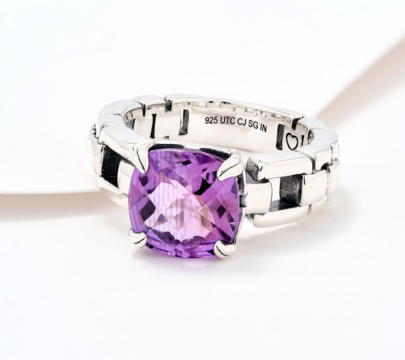 Christian James by Scott Grimes Sterling Silver Cushion Cut Luciano Ring — View 15