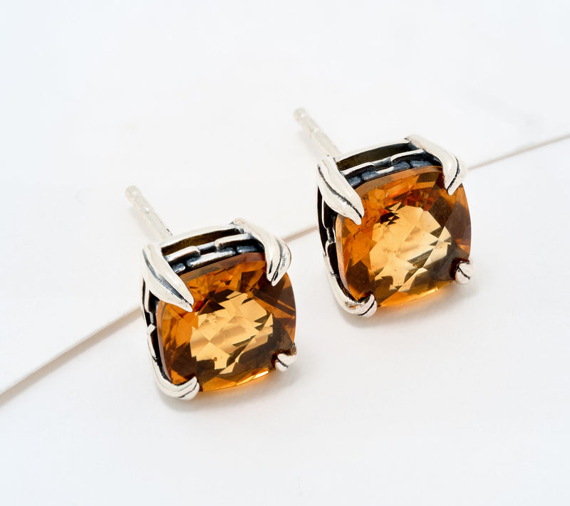 Christian James by Scott Grimes Sterling Silver Cushion Cut Stud Earrings — View 12