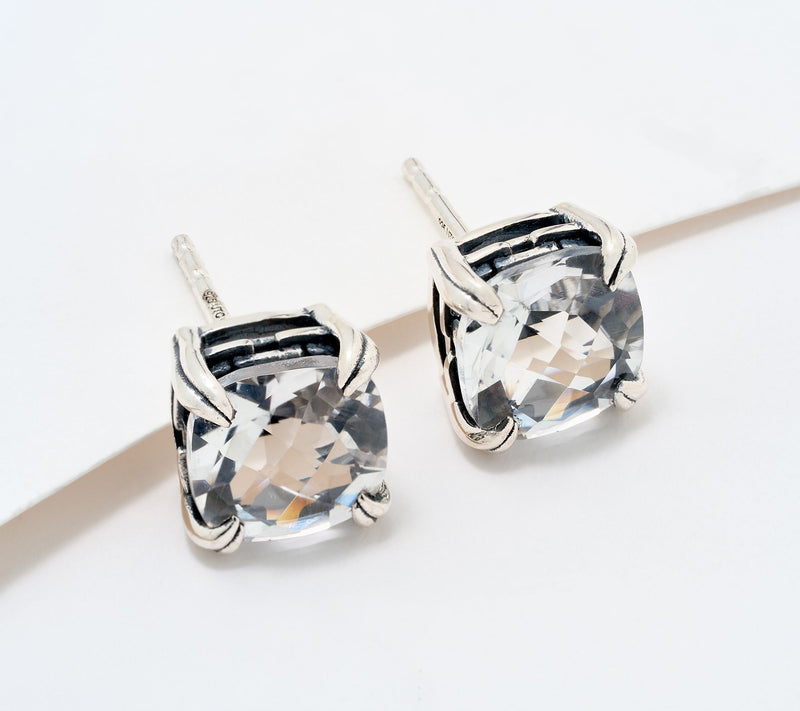 Christian James by Scott Grimes Sterling Silver Cushion Cut Stud Earrings — View 13