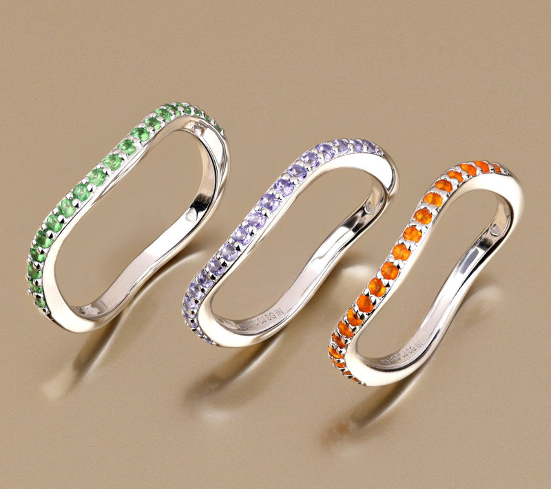 Christian James by Scott Grimes Sterling Silver Exotic Gemstone Ripple Ring — View 3