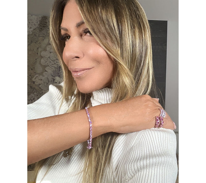 Diamonique x Jennifer Miller Pink Tennis Bracelet, Sterling — View 4