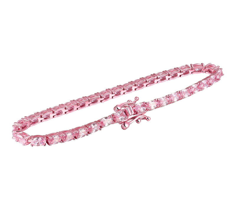 Diamonique x Jennifer Miller Pink Tennis Bracelet, Sterling — View 3
