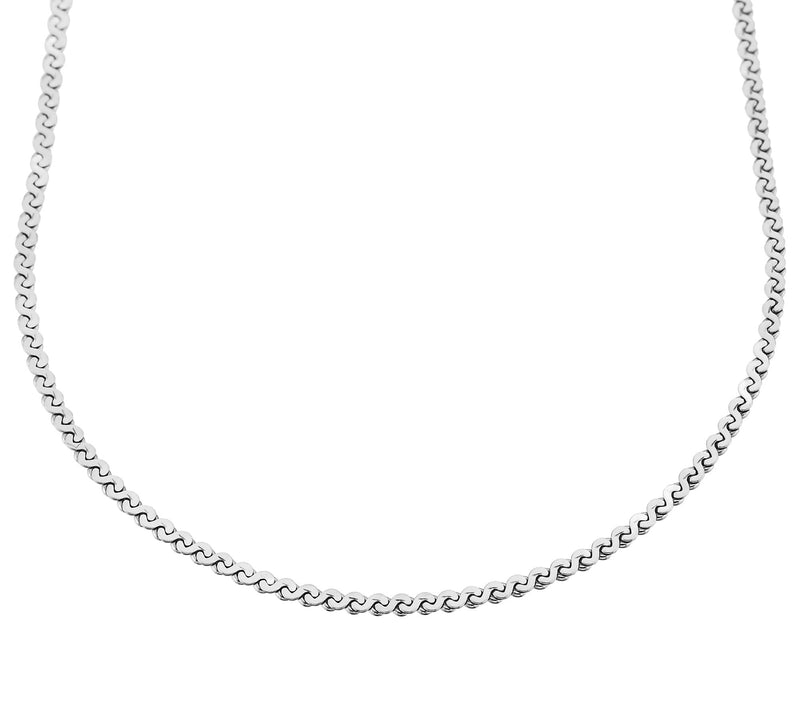 Silver Style 1.2mm Solid Serpentine Chain Necklace, Sterling — View 7