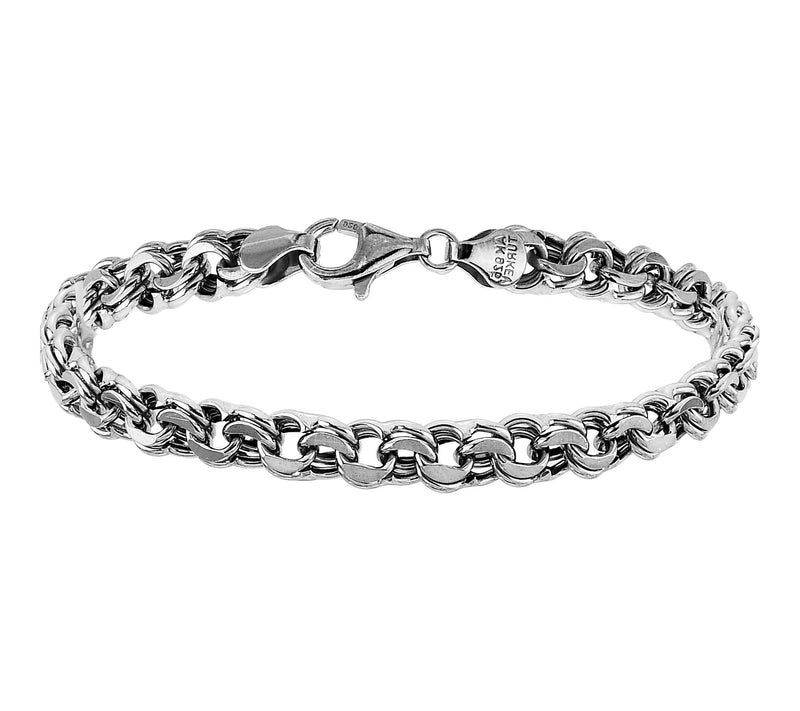 Silver Style 6mm Diamond Cut Rolo Link Bracelet, Sterling — Main view