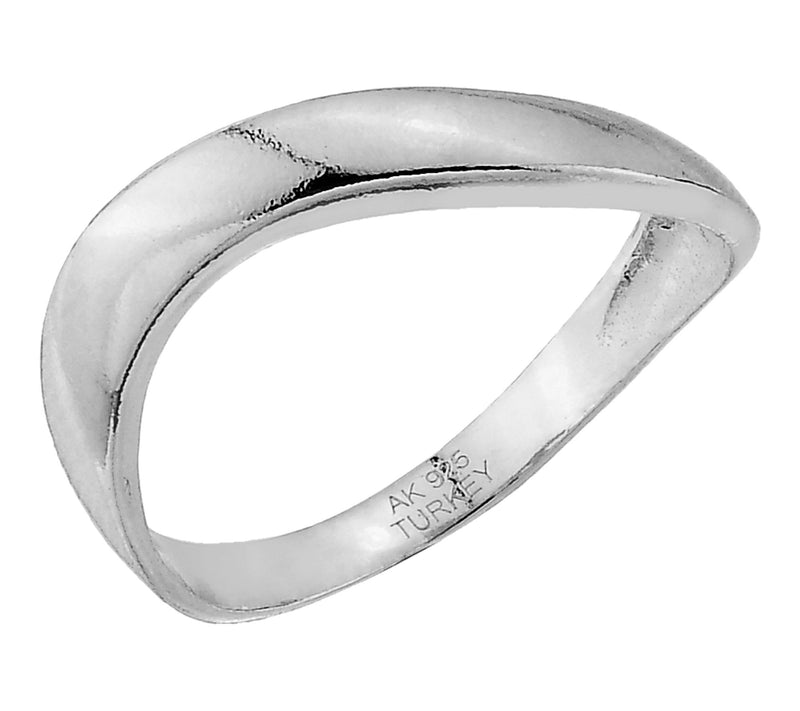 Silver Style High Polished Wavy Design Ring, Sterling Silver — View 5