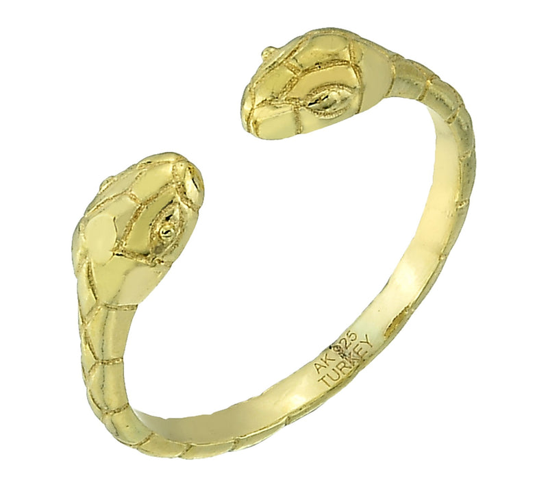 Silver Style Textured & Polished Snake Ring, Sterling Silver — View 2