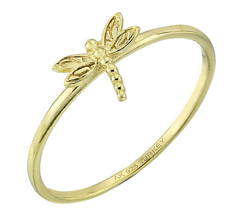 Silver Style Dragonfly Polished Band  Ring, Sterling — View 6