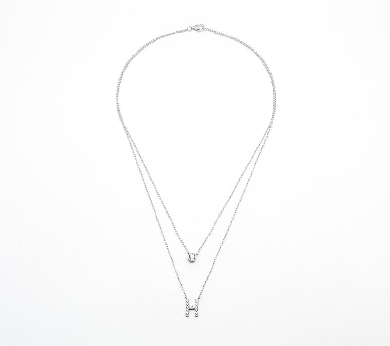 Diamonique Sterling Silver Initial Necklace with Gift Box — View 2