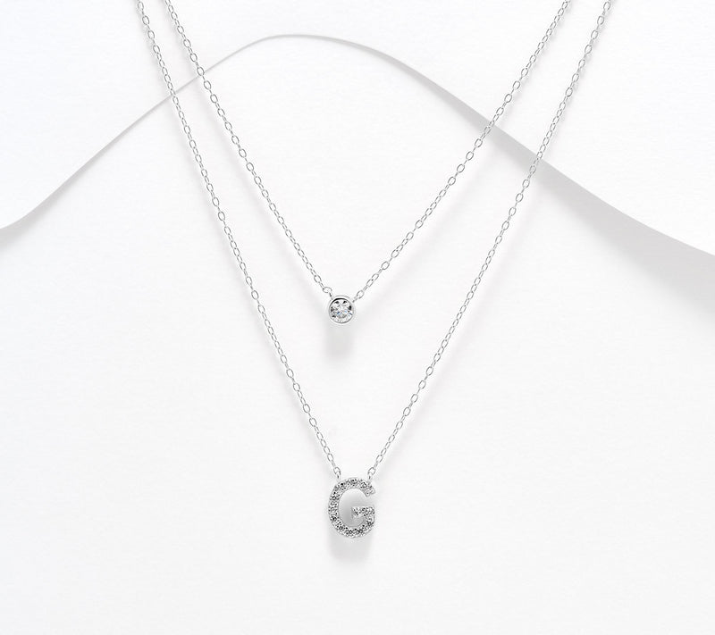Diamonique Sterling Silver Initial Necklace with Gift Box — View 38