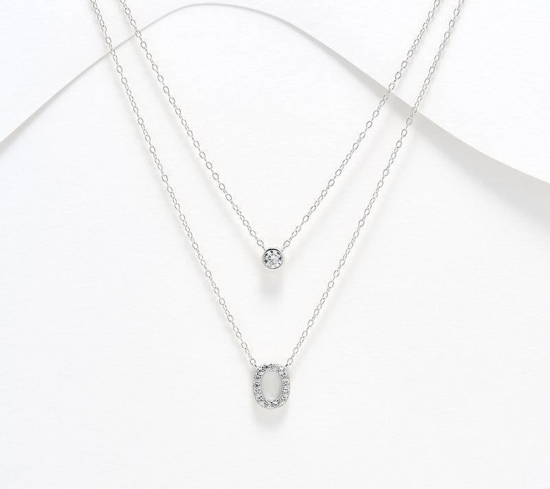 Diamonique Sterling Silver Initial Necklace with Gift Box — View 46
