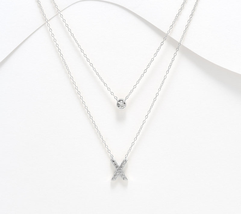 Diamonique Sterling Silver Initial Necklace with Gift Box — View 55