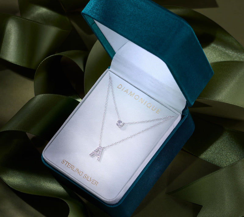 Diamonique 14K Gold Plated Initial Necklace with Gift Box — View 5