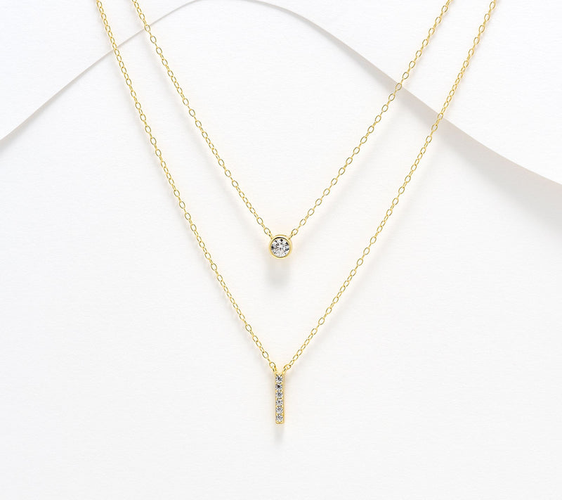 Diamonique 14K Gold Plated Initial Necklace with Gift Box — View 40