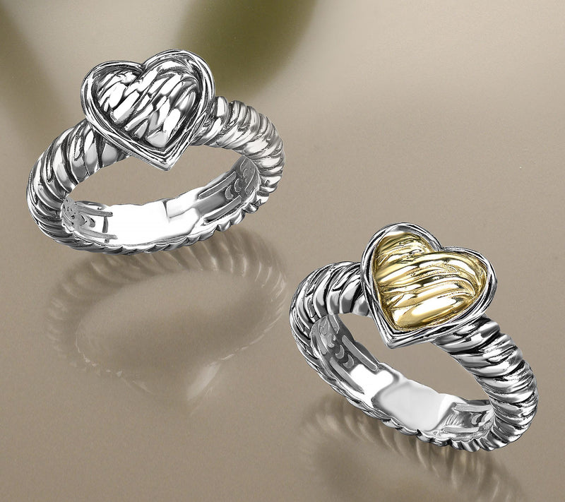 Christian James by Scott Grimes Two-tone Ripple Heart Ring — View 3