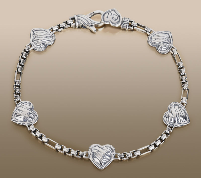 Christian James by Scott Grimes Sterling Silver Ripple Heart Bracelet 12.13g — View 3