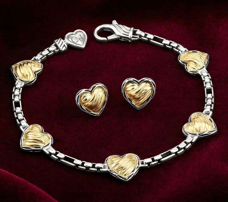 Christian James by Scott Grimes Two-tone Ripple Heart Bracelet 13.13g — View 5