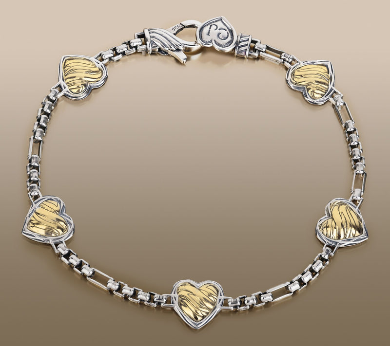Christian James by Scott Grimes Two-tone Ripple Heart Bracelet 13.13g — View 3