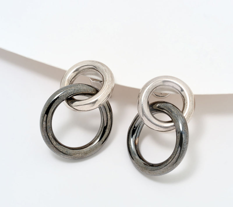 David Markstein Bronze Double Circle Interlocking Earrings — View 18