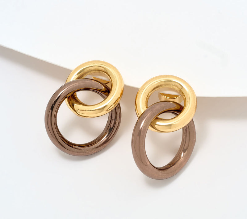 David Markstein Bronze Double Circle Interlocking Earrings — View 6