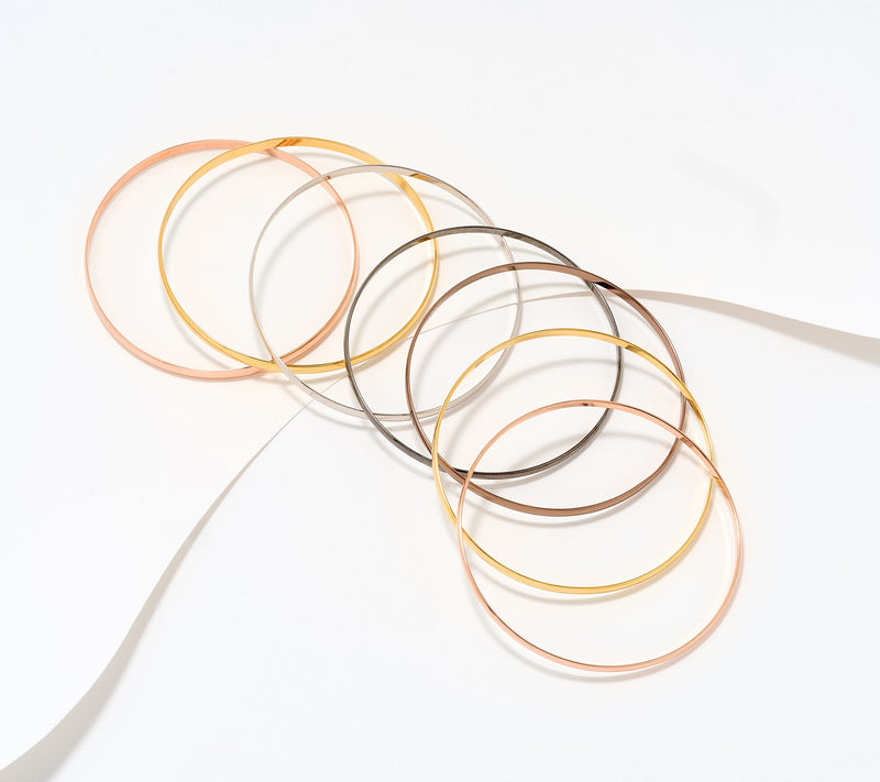 David Markstein Premiere Bronze Set of 7 Luxe Slip on Bangles — View 2