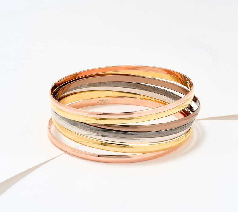 David Markstein Premiere Bronze Set of 7 Luxe Slip on Bangles — View 14