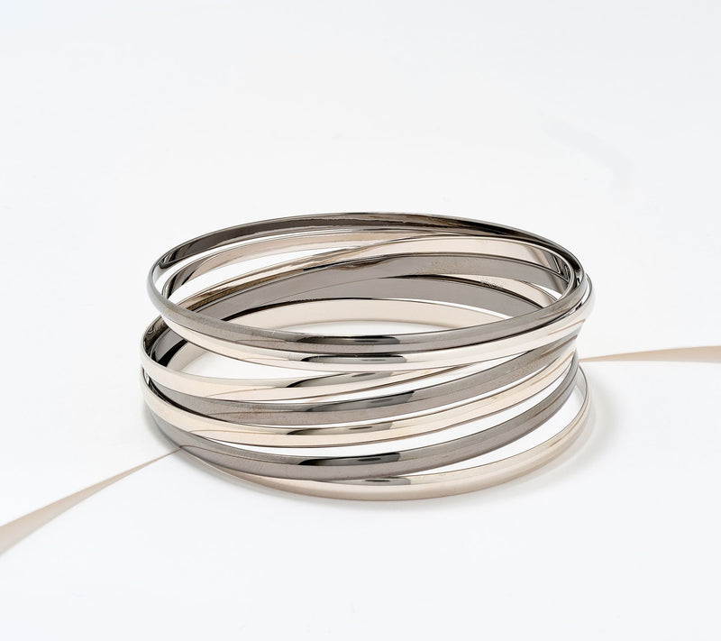 David Markstein Premiere Bronze Set of 7 Luxe Slip on Bangles — View 17