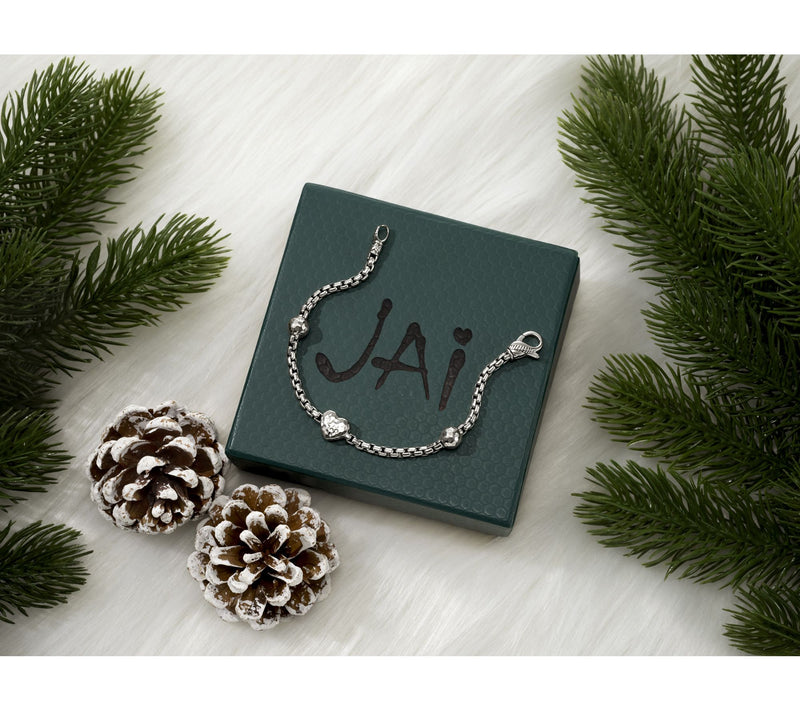 JAI Sterling Silver Symbols of Love 3.7mm Box Chain Bracelet, 12.5g — View 3