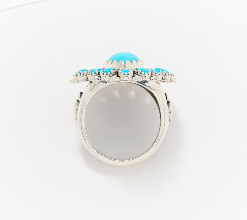 American West Sleeping Beauty Turquoise Cluster Ring, Sterling Silver — View 3