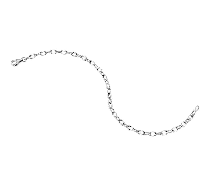Silver Style 3.5mm Solid Mirror Link Chain Bracelet, Sterling — View 2