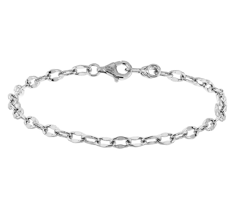 Silver Style 3.5mm Solid Mirror Link Chain Bracelet, Sterling — View 7