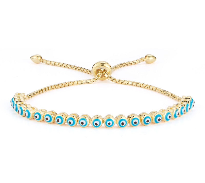Sterlina Silver Enamel Evil Eye Adjustable Bracelet, Sterling — Main view