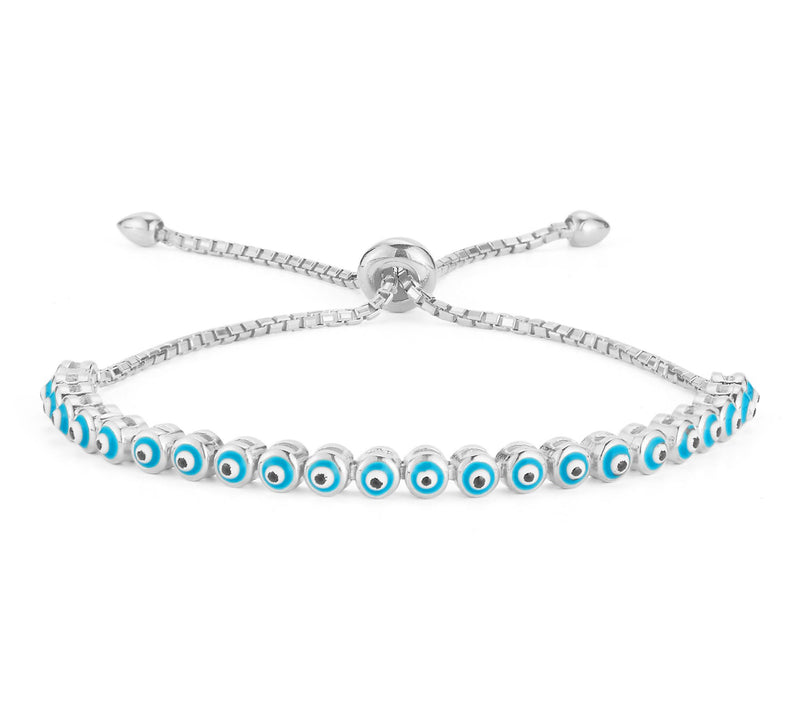 Sterlina Silver Enamel Evil Eye Adjustable Bracelet, Sterling — View 7