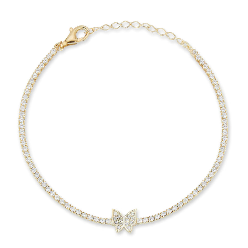 Sterlina Silver Butterfly Tenn is Bracelet, St erling — View 8