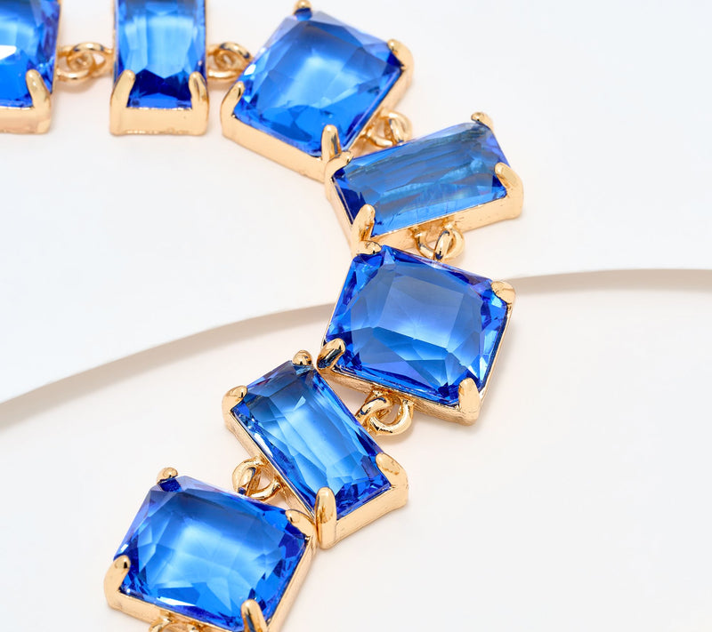 Susan Graver Squares and Rectangles Faux Crystal Necklace — View 3