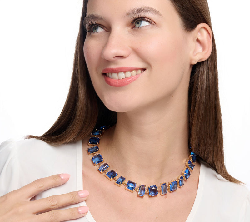 Susan Graver Squares and Rectangles Faux Crystal Necklace — View 4