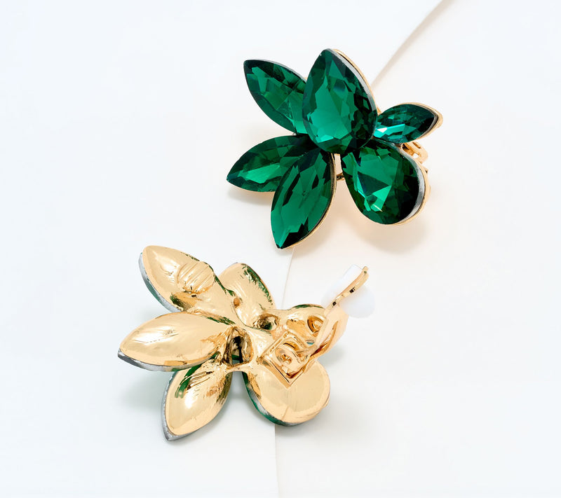 Susan Graver Simulated Crystal Floral Earrings — View 2
