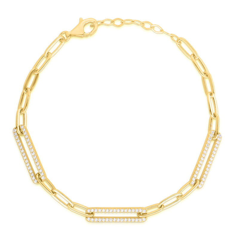 Sterlina Silver Pave Oval Link Bracelet, Sterling — Main view