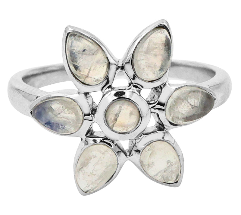 Affinity Gems Rainbow Moonstone Floral Ring, Sterling — View 2