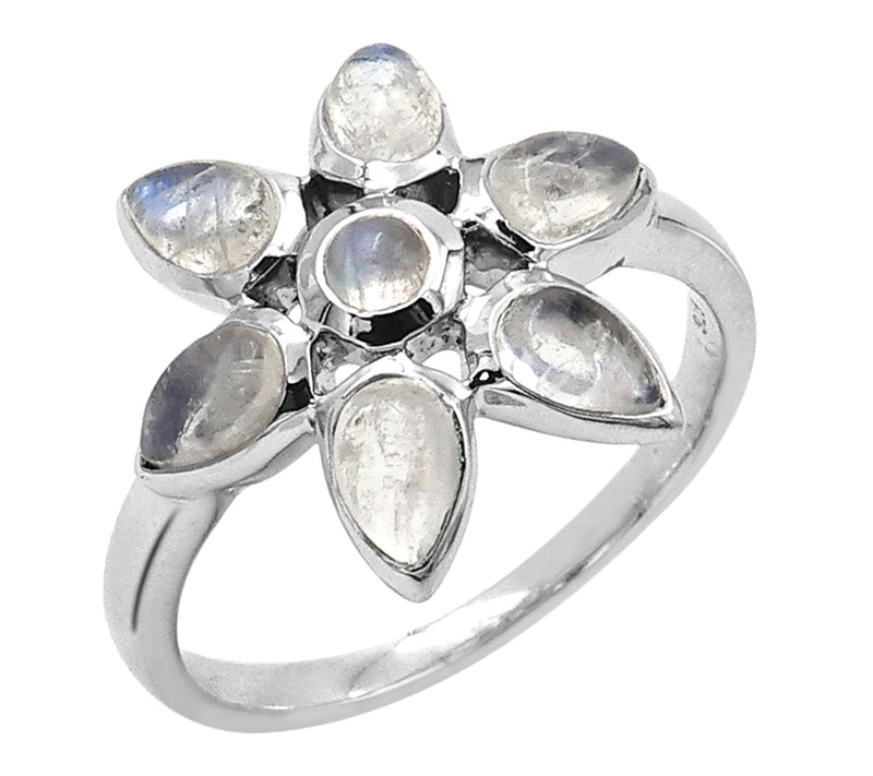 Affinity Gems Rainbow Moonstone Floral Ring, Sterling — View 8