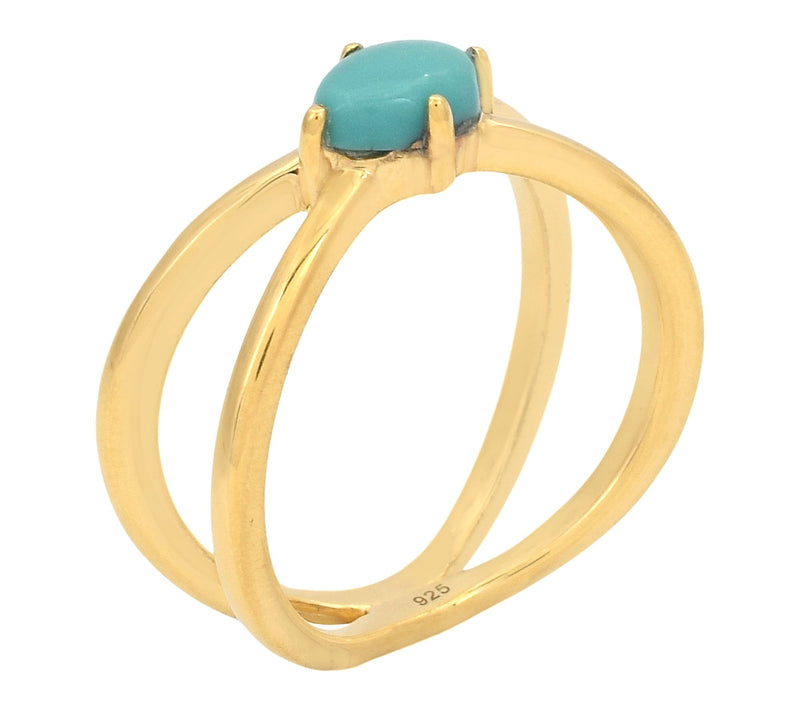 Affinity Gems Sleeping Beauty Turquoise Ring, 14K Gold Plated — View 2